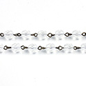 Linked Bead Chain Rosary Style with Glass Fire Polish Bead - Round 6MM MT CRYSTAL-ROMAN Brass OX