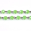 Linked Bead Chain Rosary Style with Glass Fire Polish Bead - Round 6MM OPAQUE GREEN- Brass OX