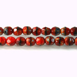 Czech Glass Fire Polish Bead - Round 06MM TIGEREYE RED