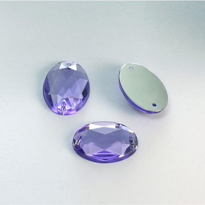 Plastic Flat Back 2-Hole Foiled Sew-On Stone - Oval 18x13MM TANZANITE