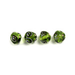 Czech Glass Lampwork Bead - Irregular 08MM OLIVINE with Swirl Design 50483