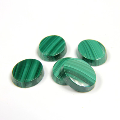 Gemstone Flat Back Single Bevel Buff Top Stone - Oval 12x10MM MALACHITE