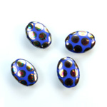 Pressed Glass Peacock Bead - Oval 14x10MM SHINY BLUE
