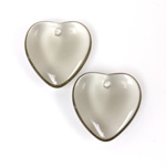 German Pressed Glass Pendant - Smooth Heart 15MM BLACK DIAMOND