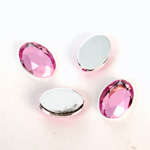 Plastic Flat Back Foiled Rose Cut Rhinestone - Oval 14x10MM ROSE