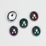 Glass Medium Dome Pearl Dipped Cabochon - Oval 12x10MM BLACK TAHITI