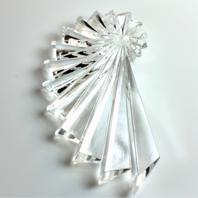 Plastic Pendant -Transparent Faceted Cascade 58x34MM CRYSTAL
