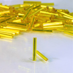 Preciosa Czech Glass Bugle Bead with Square Hole - 15MM YELLOW SL 87010