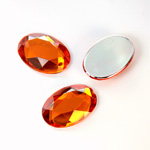 Plastic Flat Back Foiled Rose Cut Rhinestone - Oval 18x13MM TOPAZ