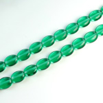 Czech Pressed Glass Bead - Flat Oval 08x6MM EMERALD