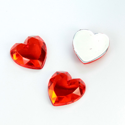 Plastic Flat Back Foiled Rose Cut Rhinestone - Heart 15.5MM HYACINTH