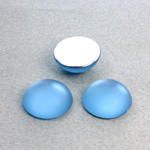 Plastic Flat Back Foiled Cabochon - Round 18MM MATTE LIGHT SAPPHIRE