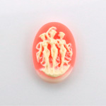 Plastic Cameo - 3 Muses Oval 25x18MM IVORY ON CORNELIAN