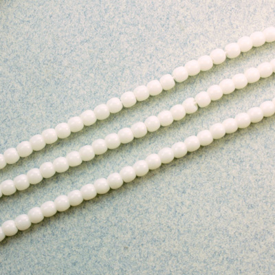 Czech Pressed Glass Bead - Smooth Round 03MM IVORY