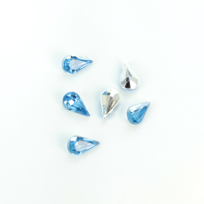 Plastic Point Back Foiled Stone - Pear 08x4.8MM LT SAPPHIRE