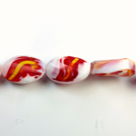 Chinese Cut Crystal Millefiori Bead - Oval Twist 20x15MM LT RED