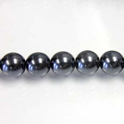 Czech Glass Pearl Bead - Round 08MM CHARCOAL GREY