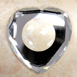 Glass Flat Back Faceted Top Recess Dome in Back Heart Shape 40x39MM CRYSTAL