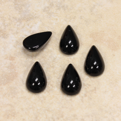 Glass Medium Dome Cabochon - Pear 13x8MM JET