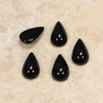 Glass Medium Dome Cabochon - Pear 13x8MM JET
