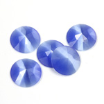 Fiber-Optic Flat Back Cabochon - Rauten Rose Round 12MM CAT'S EYE LT BLUE