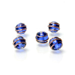 Czech Glass Lampwork Bead - Round 08MM COPPER WRAP COBALT