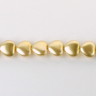 Czech Glass Pearl Bead - Heart 08x8MM GOLD 70486