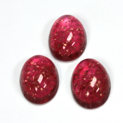 Glass Medium Dome Lampwork Cabochon - Oval 18x13MM GOLD FLECK RUBY (05052)
