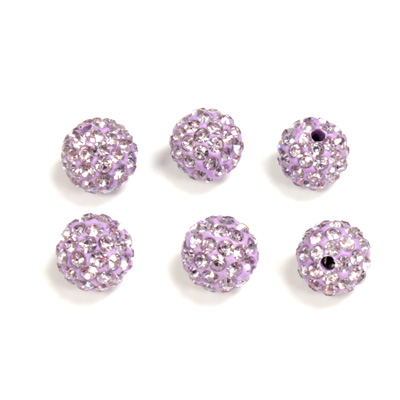 Rhinestone Bead Pave with 1.5MM Hole Metal Base Round 08MM LT PURPLE