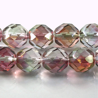 Czech Glass Fire Polish Bead - Round 12MM GREEN-ROSE 91001
