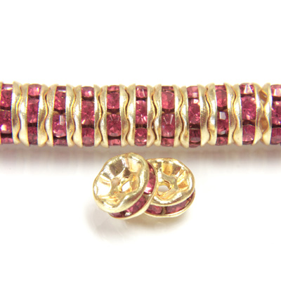 Czech Rhinestone Rondelle - Round Wavy 06MM ROSE-GOLD