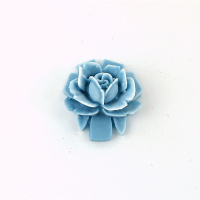 Plastic Carved No-Hole Flower - Rose 18MM MATTE TWO TONE CAPRI BLUE