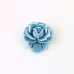 Plastic Carved No-Hole Flower - Rose 18MM MATTE TWO TONE CAPRI BLUE