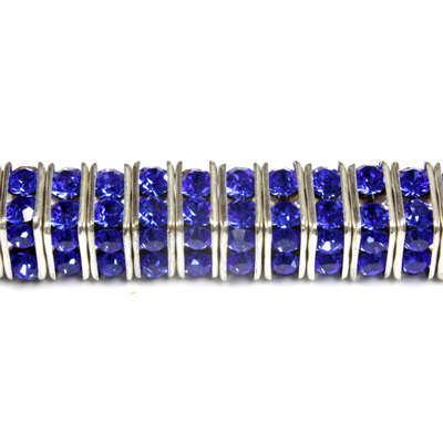 Czech Rhinestone Rondelle - Square 06MM SAPPHIRE-SILVER