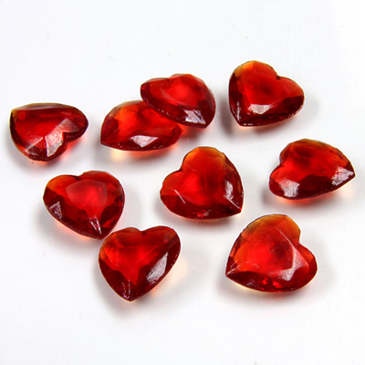 Glass Point Back Tin Table Cut (TTC) Unfoiled - Heart Shape 12x11MM RUBY