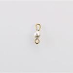Czech Glass Pearl Bead with 2 Brass Loops - Round 04MM WHITE