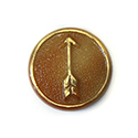 German Glass Flat Back Cameo Arrow Round 16MM GOLD ON BROWNHORN