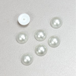 Plastic Medium Dome Pearl Cabochon - Round 09MM WHITE