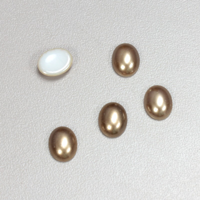 Glass Medium Dome Cabochon Pearl Spray Finish - Oval 10x8MM LT BROWN