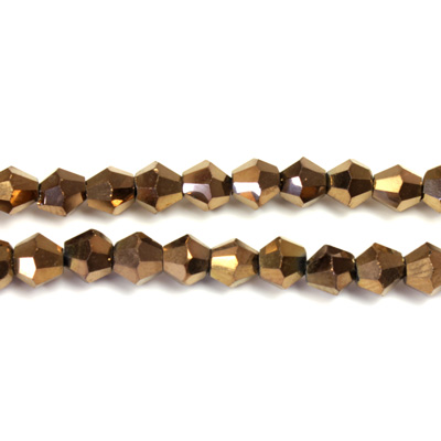 Chinese Cut Crystal Bead - Bicone 04x4MM COPPER METALLIC