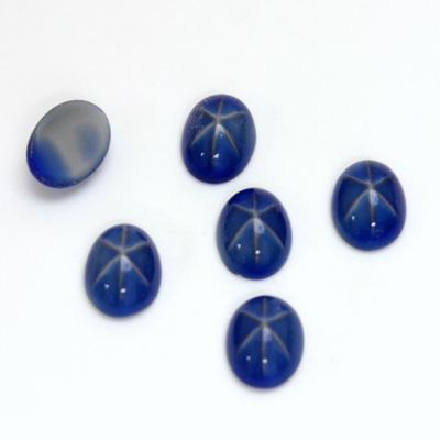German Glass Medium Dome Cabochon - Oval 10x7MM ROYAL STAR BLUE