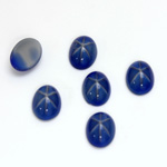German Glass Medium Dome Cabochon - Oval 10x7MM ROYAL STAR BLUE