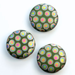 Pressed Glass Peacock Bead - Round 18MM MATTE GREEN