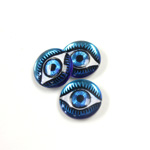 Preciosa Glass Crystal Painting with Carved Intaglio Eye - Round 12MM  WHITE on BERMUDA BLUE