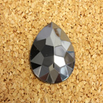 Glass Flat Back Rauten Rose - Pear 25x18MM HEMATITE Coated