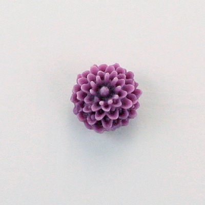 Plastic Carved No-Hole Flower - Dahlia 10MM DARK PURPLE