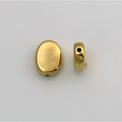 Metalized Plastic Smooth Bead - Oval Lentil 12x10MM GOLD