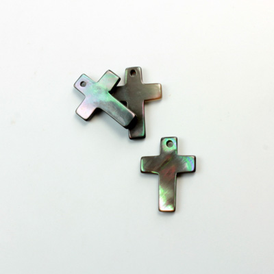 Shell Pendant - Smooth Flat Cross 15x11MM BLACK TAHITI PEARL