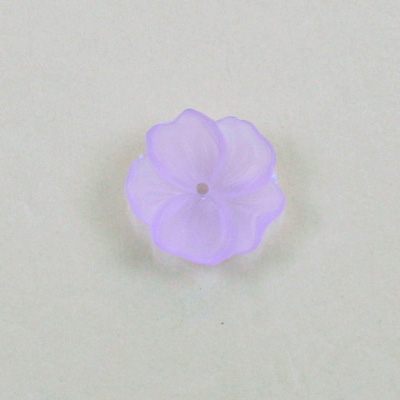 German Plastic Flower with Center Hole - 5-Petal Round 14MM MATTE LT AMETHYST