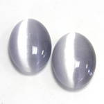 Fiber-Optic Cabochon - Oval 25x18MM CAT'S EYE LT GREY